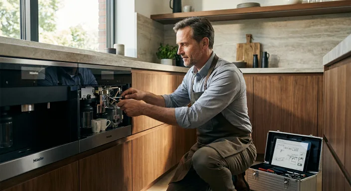 Technician repairing appliance